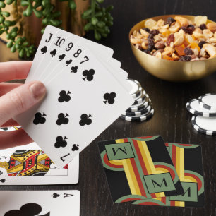 Retro Black Red Green Yellow Circles Art Pattern Poker Cards