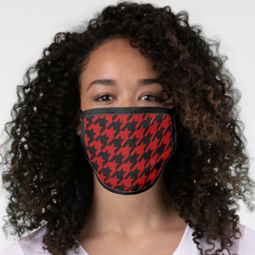 Retro Black Red Houndstooth Weaving Pattern Face Mask