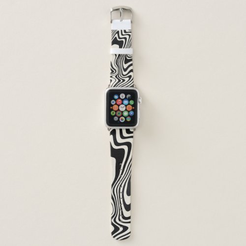 Retro Black Swirl Abstract Pattern Apple Watch Band
