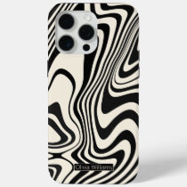 Retro Black Swirl Abstract Pattern iPhone 15 Pro Max Case