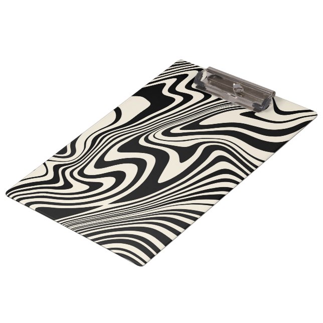 Retro Black Swirl Abstract Pattern Clipboard (Angled)