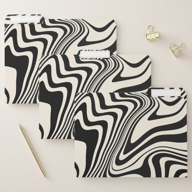 Retro Black Swirl Abstract Pattern File Folder (Set)