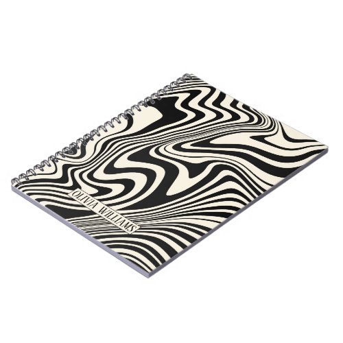 Retro Black Swirl Abstract Pattern Notebook