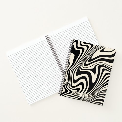 Retro Black Swirl Abstract Pattern Notebook