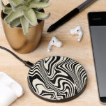 Retro Black Swirl Abstract Pattern Wireless Charger