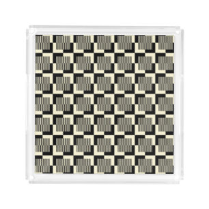 Retro Black & Tan Pattern Acrylic Tray