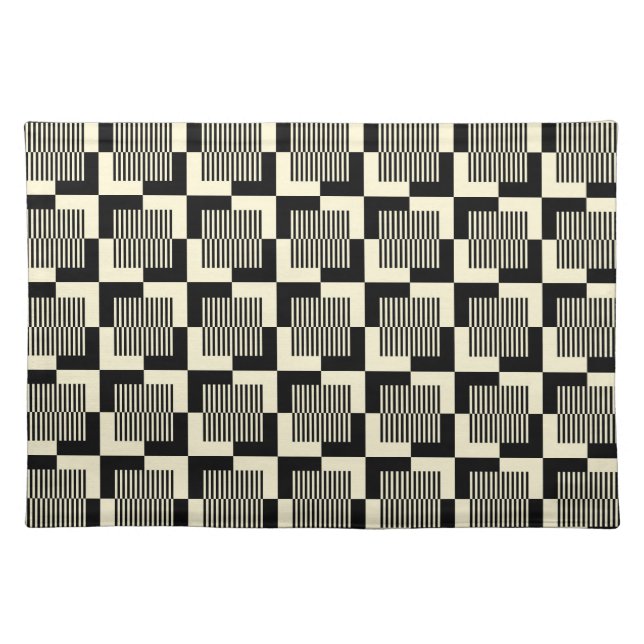 Retro Black & Tan Pattern Cloth Placemat (Front)