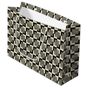 Retro Black & Tan Pattern Large Gift Bag