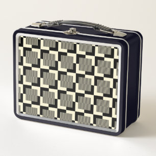 Retro Black & Tan Pattern Metal Lunch Box
