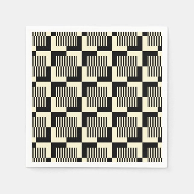 Retro Black & Tan Pattern Napkins (Front)