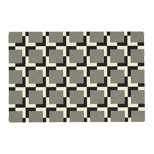 Retro Black & Tan Pattern Placemat (Front)