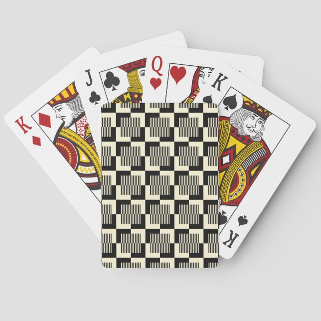 Retro Black & Tan Pattern Poker Cards (Back)