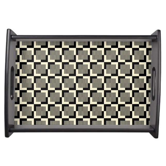 Retro Black & Tan Pattern Serving Tray (Front)