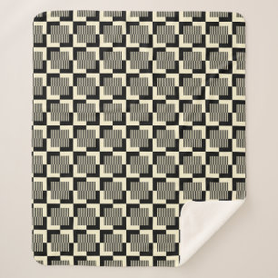 Retro Black & Tan Pattern Sherpa Blanket