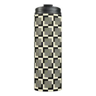 Retro Black & Tan Pattern Thermal Tumbler