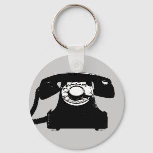 retro black telephone keychain