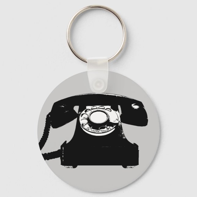 retro black telephone keychain (Front)