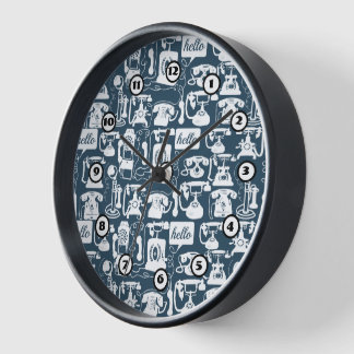 Retro Black Telephone Pattern Wall Clock