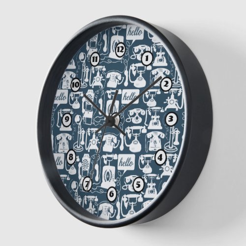 Retro Black Telephone Pattern Wall Clock