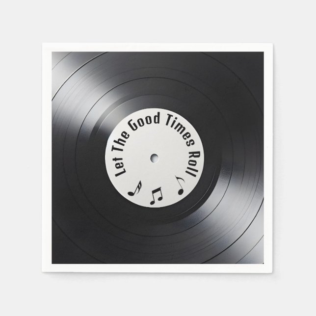 Retro Black Vinyl LP Record  Napkins (Front)