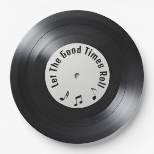 Retro Black Vinyl LP Record Paper Plates