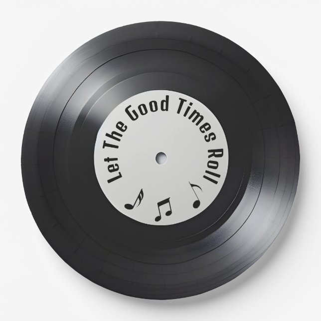 Retro Black Vinyl LP Record  Paper Plates (Front)
