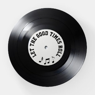 Retro Black Vinyl LP Record Paperweight