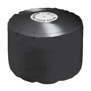Retro Black Vinyl LP Record Pouf