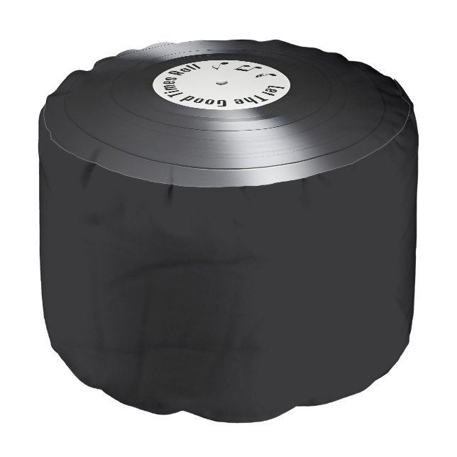 Retro Black Vinyl LP Record Pouf (Angled Front)