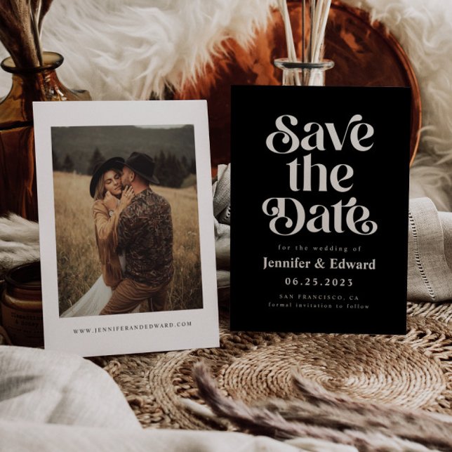 Retro Black Wedding Save The Date (Creator Uploaded)