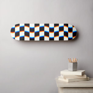 Retro Black White 3D Abberation Checkerboard Skateboard