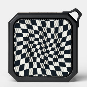 Retro Black White Checked Warped Checkered  Bluetooth Speaker
