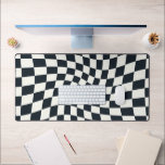 Retro Black White Checked Warped Checkered  Desk Mat<br><div class="desc">Retro psychedelic modern checkered black and white desk mat</div>
