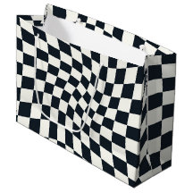 Retro Black White Checked Warped Checkered