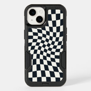 Retro Black White Checked Warped Checkered OtterBox iPhone 14 Case