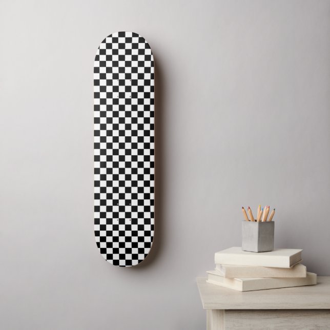 Retro Black White Checker 80's Cool Wall Art  Skateboard (Wall Art)