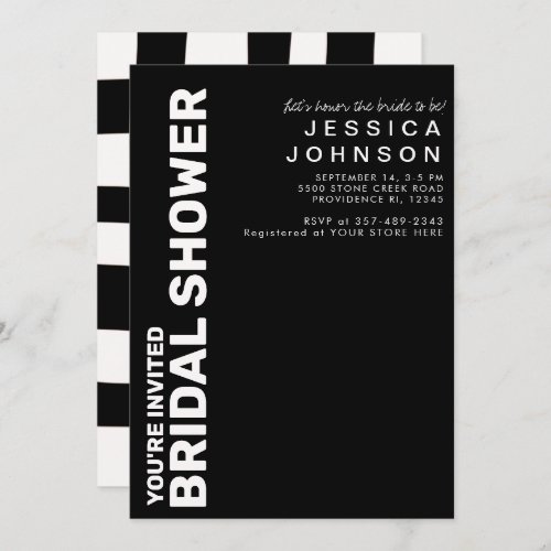 Retro Black White Checkerboard Bridal Shower  Invitation