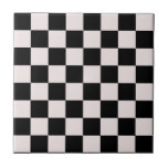 Retro Black White Checks Checkerboard Pattern   Ceramic Tile<br><div class="desc">Cool fresh checkered pattern design,  modern interior design decor for home,  living room,  nursery room,  kids room. Checkered colorful curtains,  rug,  phone case. Checkered 70s and 60s trend design idea. Black and white checkers</div>