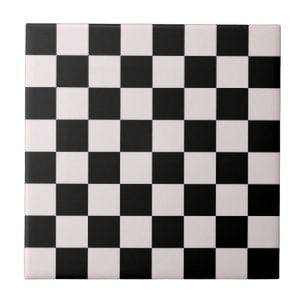Retro Black White Checks Checkerboard Pattern   Ceramic Tile