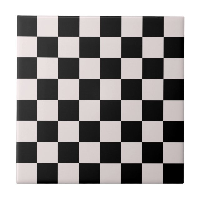Retro Black White Checks Checkerboard Pattern   Ceramic Tile (Front)