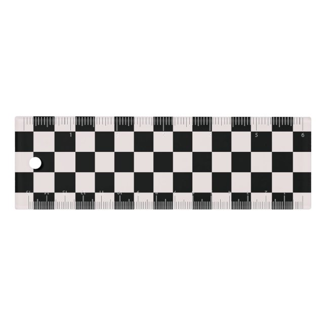 Retro Black White Checks Checkerboard Pattern    Ruler (Front)