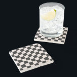Retro Black White Checks Checkerboard Pattern   Stone Coaster<br><div class="desc">Cool fresh checkered pattern design,  modern interior design decor for home,  living room,  nursery room,  kids room. Checkered colorful curtains,  rug,  phone case. Checkered 70s and 60s trend design idea. Black and white checkers</div>