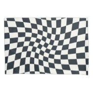 Retro Black White Checks Warped Checkered Dorm Pillow Case