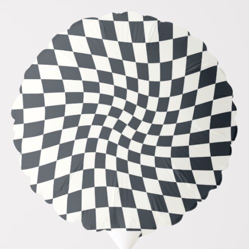 Retro Black White Checks Warped Checkered Y2k Balloon