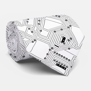 Retro Black White Classic Computer Circuit Board Neck Tie