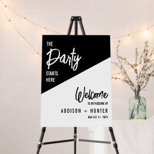 Retro Black White Color Block Wedding Party Starts Foam Board