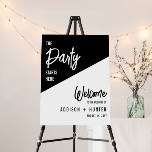 Retro Black White Color Block Wedding Party Starts Foam Board