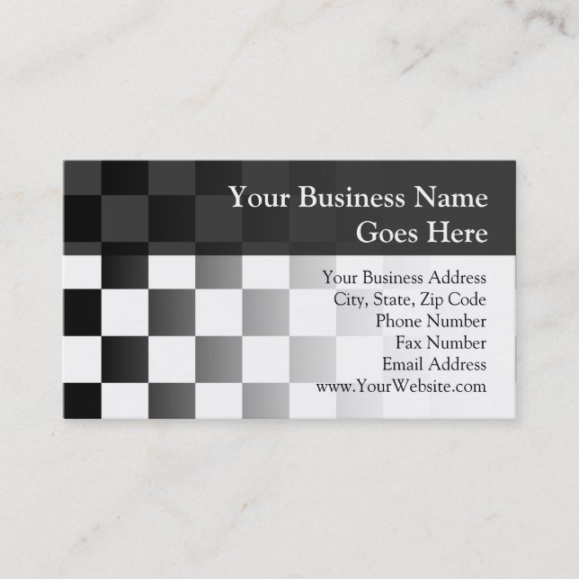 Retro Black/White Contrast Checkerboard Pattern Business Card (Front)