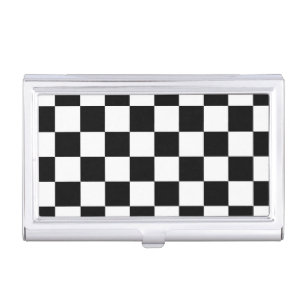 Retro Black/White Contrast Checkerboard Pattern Business Card Case
