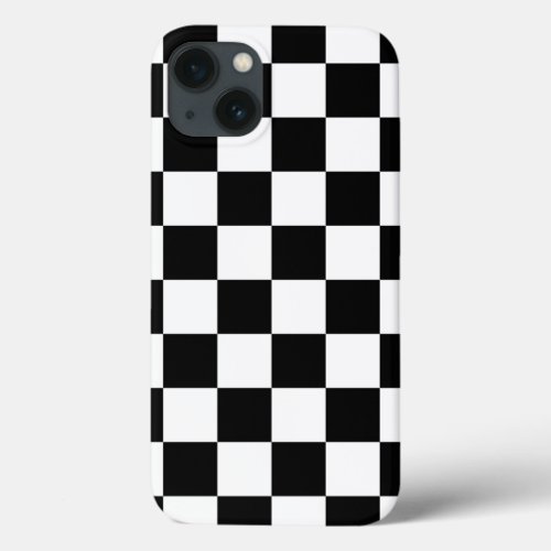 Retro BlackWhite Contrast Checkerboard Pattern iPhone 13 Case